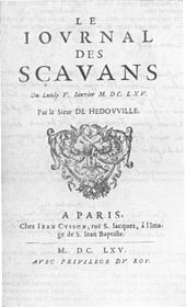 Titelseite der ersten Ausgabe des Journal des sçavans