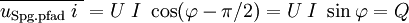 \overline {u_{\mathrm{Spg.pfad}}\;i\;} =U\;I\ \cos (\varphi -\pi /2) =U\; I\ \sin \varphi = Q